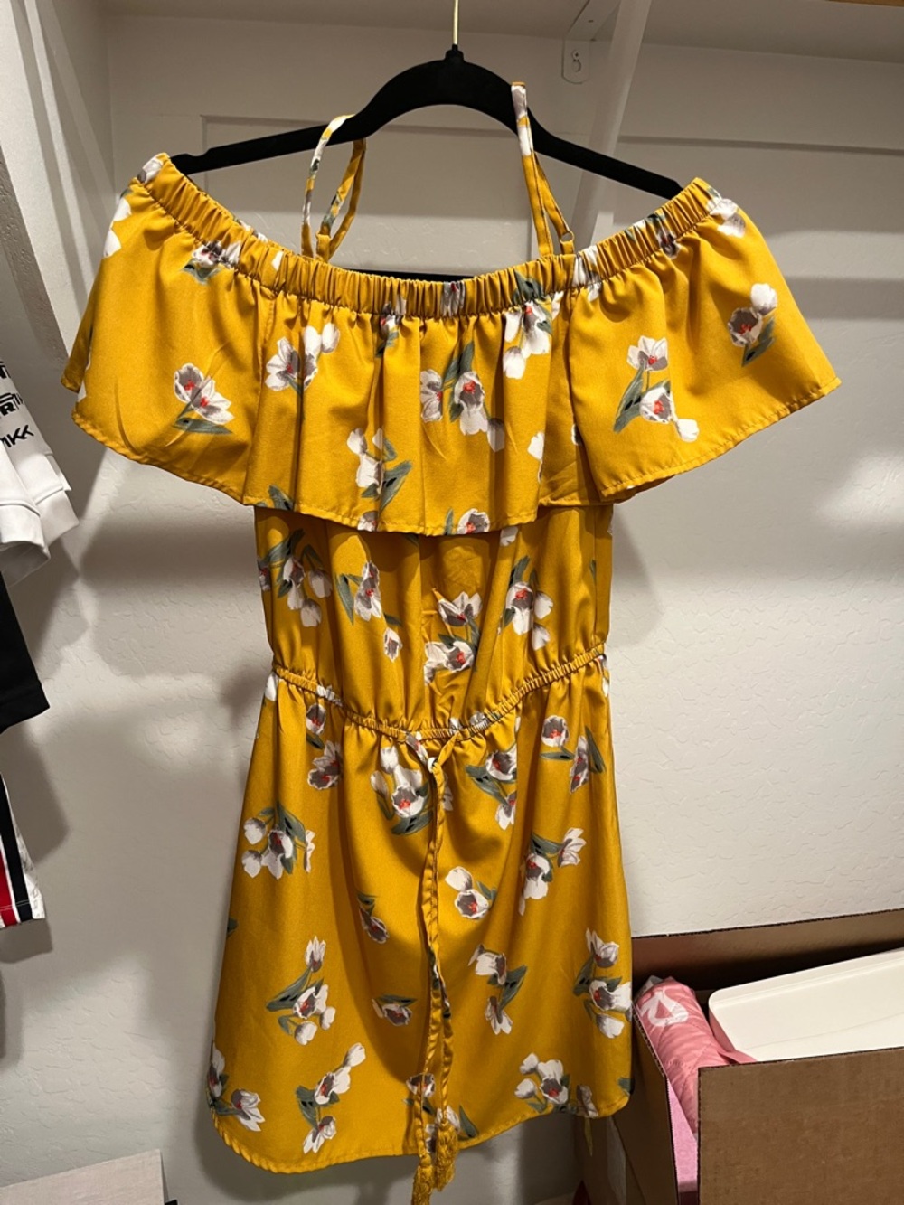 Blush Mustard Yellow Floral Off-Shoulder Top